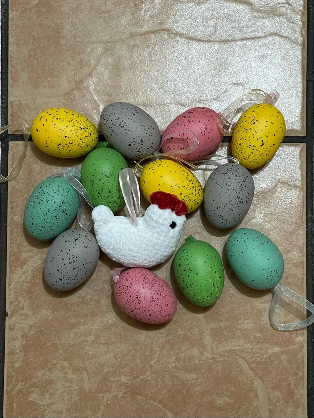 Handmade Crochet Chicken Christmas Tree Ornaments Set of 12 eggs and 1 chicken